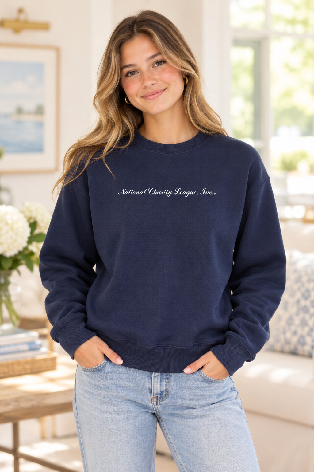 Navy Script Crewneck Sweatshirt